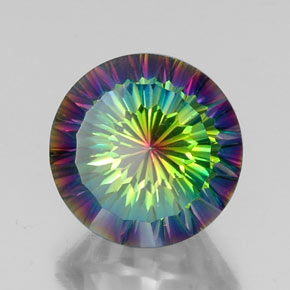 10.26 ct Multicolor Mystic Quartz Stone, Natural Mystic Quartz in Round Concave Cut Shape for Sale