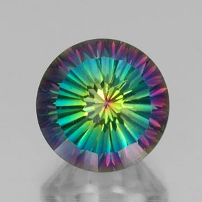 10.65 ct Multicolor Mystic Quartz Gemstone, Mystic Quartz Gem in Round Concave Cut Shape for Sale.