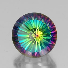 10.65 ct Multicolor Mystic Quartz Stone, Natural Mystic Quartz in Round Concave Cut Shape for Sale