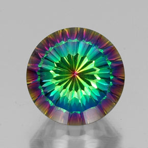 10.08 ct Multicolor Mystic Quartz Gemstone, Mystic Quartz Gem in Round Concave Cut Shape for Sale.