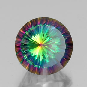 10.08 ct Multicolor Mystic Quartz Stone, Natural Mystic Quartz in Round Concave Cut Shape for Sale