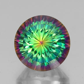 10.95 ct Multicolor Mystic Quartz Gemstone, Mystic Quartz Gem in Round Concave Cut Shape for Sale.