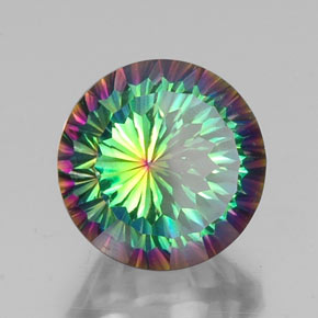 10.95 ct Multicolor Mystic Quartz Stone, Natural Mystic Quartz in Round Concave Cut Shape for Sale