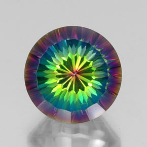 10.07 ct Multicolor Mystic Quartz Gemstone, Mystic Quartz Gem in Round Concave Cut Shape for Sale.