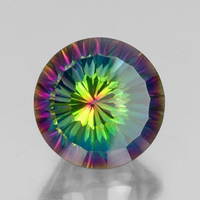 10.07 ct Multicolor Mystic Quartz Stone, Natural Mystic Quartz in Round Concave Cut Shape for Sale