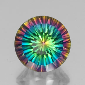 9.52 ct Multicolor Mystic Quartz Gemstone, Mystic Quartz Gem in Round Concave Cut Shape for Sale.