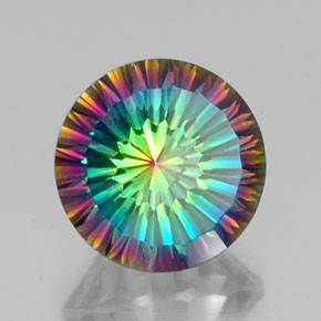 9.52 ct Multicolor Mystic Quartz Stone, Natural Mystic Quartz in Round Concave Cut Shape for Sale