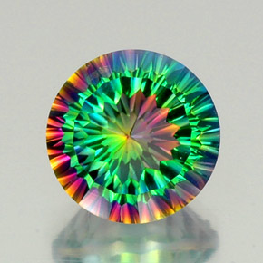 10.27 ct Multicolor Mystic Quartz Gemstone, Mystic Quartz Gem in Round Concave Cut Shape for Sale.