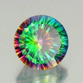10.27 ct Multicolor Mystic Quartz Stone, Natural Mystic Quartz in Round Concave Cut Shape for Sale