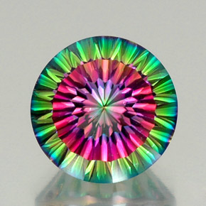 12.39 ct Multicolor Mystic Quartz Gemstone, Mystic Quartz Gem in Round Concave Cut Shape for Sale.