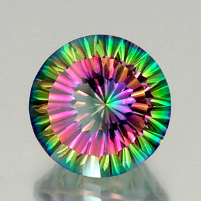 12.39 ct Multicolor Mystic Quartz Stone, Natural Mystic Quartz in Round Concave Cut Shape for Sale