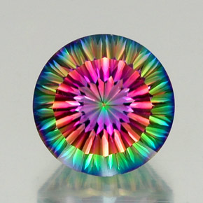 12.30 ct Multicolor Mystic Quartz Gemstone, Mystic Quartz Gem in Round Concave Cut Shape for Sale.