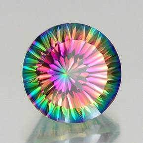 12.30 ct Multicolor Mystic Quartz Stone, Natural Mystic Quartz in Round Concave Cut Shape for Sale