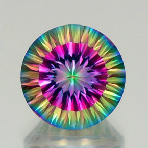 11.81 ct Multicolor Mystic Quartz Gemstone, Mystic Quartz Gem in Round Concave Cut Shape for Sale.