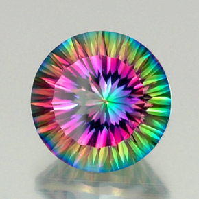 11.81 ct Multicolor Mystic Quartz Stone, Natural Mystic Quartz in Round Concave Cut Shape for Sale