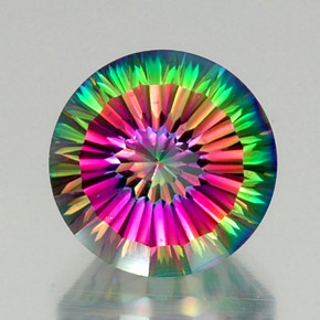 12.73 ct Multicolor Mystic Quartz Gemstone, Mystic Quartz Gem in Round Concave Cut Shape for Sale.