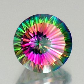 12.73 ct Multicolor Mystic Quartz Stone, Natural Mystic Quartz in Round Concave Cut Shape for Sale