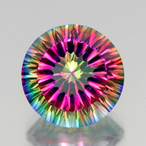 11.52 ct Multicolor Mystic Quartz Gemstone, Mystic Quartz Gem in Round Concave Cut Shape for Sale.