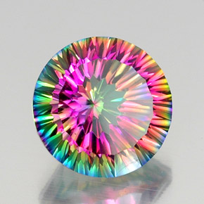11.52 ct Multicolor Mystic Quartz Stone, Natural Mystic Quartz in Round Concave Cut Shape for Sale