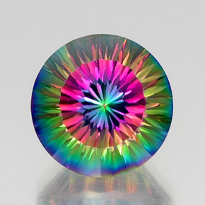 12.20 ct Multicolor Mystic Quartz Gemstone, Mystic Quartz Gem in Round Concave Cut Shape for Sale.
