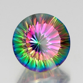 12.20 ct Multicolor Mystic Quartz Stone, Natural Mystic Quartz in Round Concave Cut Shape for Sale