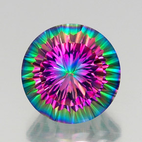 11.75 ct Multicolor Mystic Quartz Gemstone, Mystic Quartz Gem in Round Concave Cut Shape for Sale.