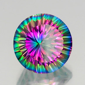 11.75 ct Multicolor Mystic Quartz Stone, Natural Mystic Quartz in Round Concave Cut Shape for Sale
