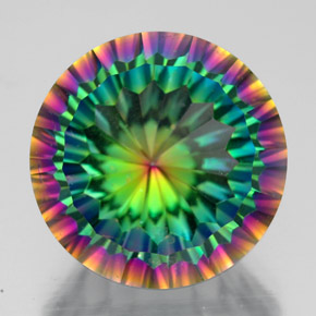 9.83 ct Multicolor Mystic Quartz Gemstone, Mystic Quartz Gem in Round Concave Cut Shape for Sale.