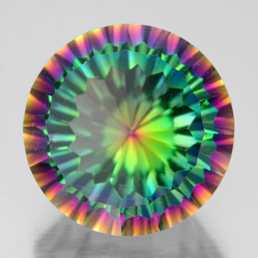 9.83 ct Multicolor Mystic Quartz Stone, Natural Mystic Quartz in Round Concave Cut Shape for Sale