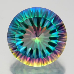 9.16 ct Multicolor Mystic Quartz Gemstone, Mystic Quartz Gem in Round Concave Cut Shape for Sale.