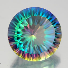 9.16 ct Multicolor Mystic Quartz Stone, Natural Mystic Quartz in Round Concave Cut Shape for Sale