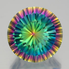 9.48 ct Multicolor Mystic Quartz Gemstone, Mystic Quartz Gem in Round Concave Cut Shape for Sale.