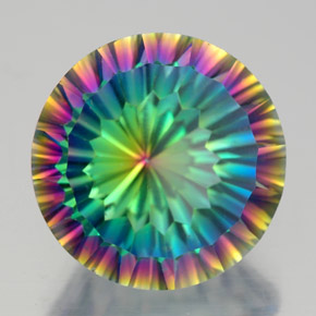 9.48 ct Multicolor Mystic Quartz Stone, Natural Mystic Quartz in Round Concave Cut Shape for Sale