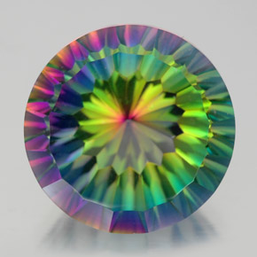10.68 ct Multicolor Mystic Quartz Gemstone, Mystic Quartz Gem in Round Concave Cut Shape for Sale.
