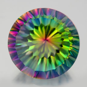 10.68 ct Multicolor Mystic Quartz Stone, Natural Mystic Quartz in Round Concave Cut Shape for Sale