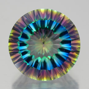 9.22 ct Multicolor Mystic Quartz Gemstone, Mystic Quartz Gem in Round Concave Cut Shape for Sale.