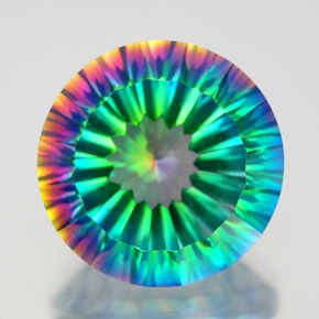 9.80 ct Multicolor Mystic Quartz Gemstone, Mystic Quartz Gem in Round Concave Cut Shape for Sale.