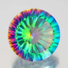 9.80 ct Multicolor Mystic Quartz Stone, Natural Mystic Quartz in Round Concave Cut Shape for Sale