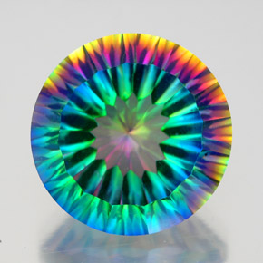 9.55 ct Multicolor Mystic Quartz Gemstone, Mystic Quartz Gem in Round Concave Cut Shape for Sale.