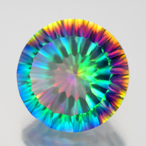 9.55 ct Multicolor Mystic Quartz Stone, Natural Mystic Quartz in Round Concave Cut Shape for Sale