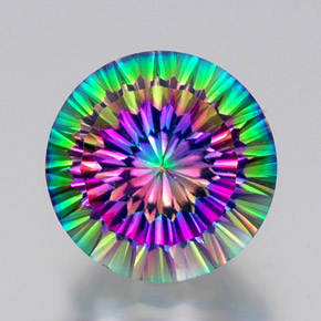 12.51 ct Multicolor Mystic Quartz Gemstone, Mystic Quartz Gem in Round Concave Cut Shape for Sale.