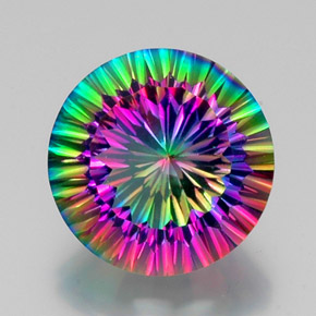 11.61 ct Multicolor Mystic Quartz Gemstone, Mystic Quartz Gem in Round Concave Cut Shape for Sale.