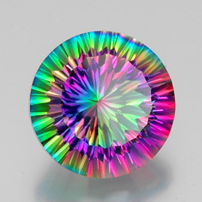 11.61 ct Multicolor Mystic Quartz Stone, Natural Mystic Quartz in Round Concave Cut Shape for Sale