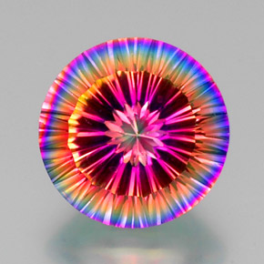 10.90 ct Multicolor Mystic Quartz Gemstone, Mystic Quartz Gem in Round Concave Cut Shape for Sale.