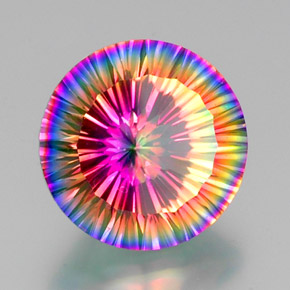 10.90 ct Multicolor Mystic Quartz Stone, Natural Mystic Quartz in Round Concave Cut Shape for Sale