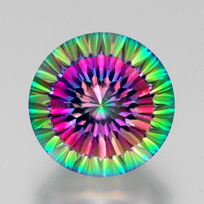 13.37 ct Multicolor Mystic Quartz Gemstone, Mystic Quartz Gem in Round Concave Cut Shape for Sale.