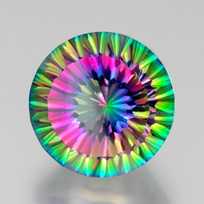 13.37 ct Multicolor Mystic Quartz Stone, Natural Mystic Quartz in Round Concave Cut Shape for Sale