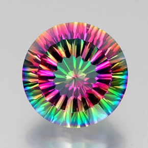 11.31 ct Multicolor Mystic Quartz Gemstone, Mystic Quartz Gem in Round Concave Cut Shape for Sale.