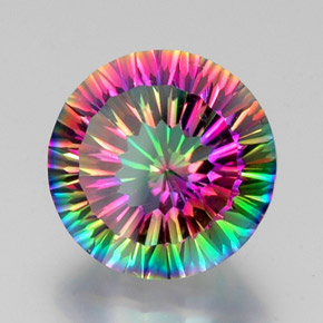 11.31 ct Multicolor Mystic Quartz Stone, Natural Mystic Quartz in Round Concave Cut Shape for Sale
