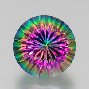 12.13 ct Multicolor Mystic Quartz Gemstone, Mystic Quartz Gem in Round Concave Cut Shape for Sale.